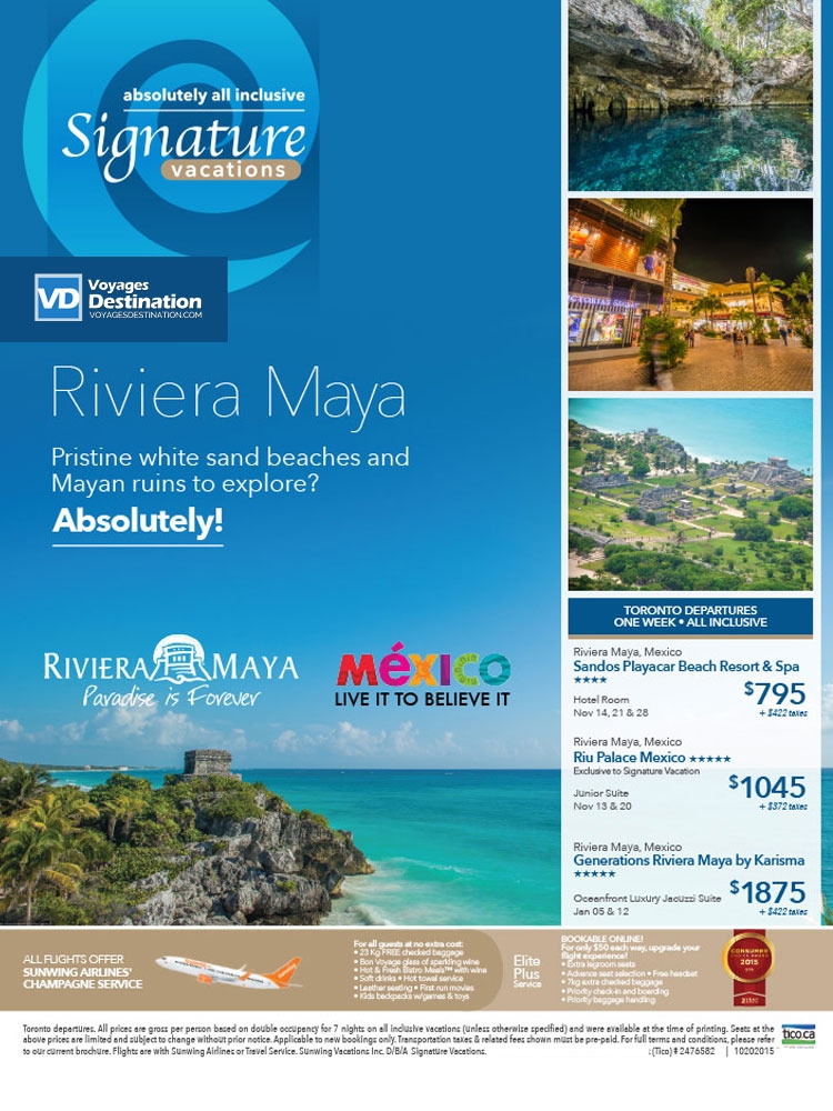 Riviera Maya all inclusive vacations Toronto departures Voyages