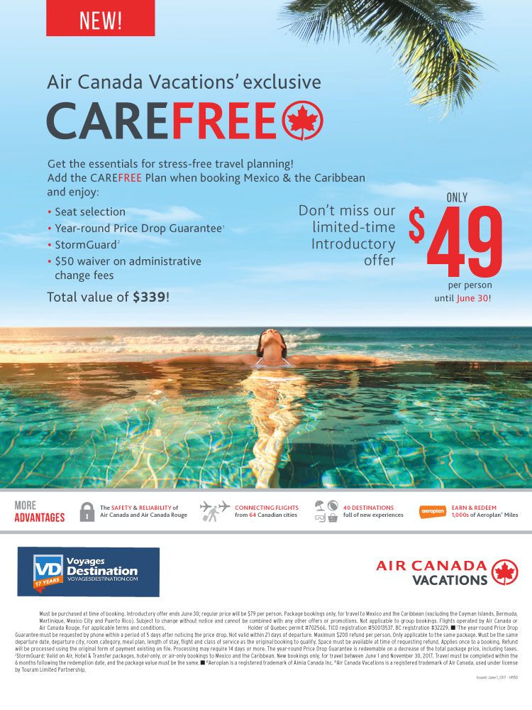 Air Canada Vacations' exclusive CAREFREE Voyages Destination